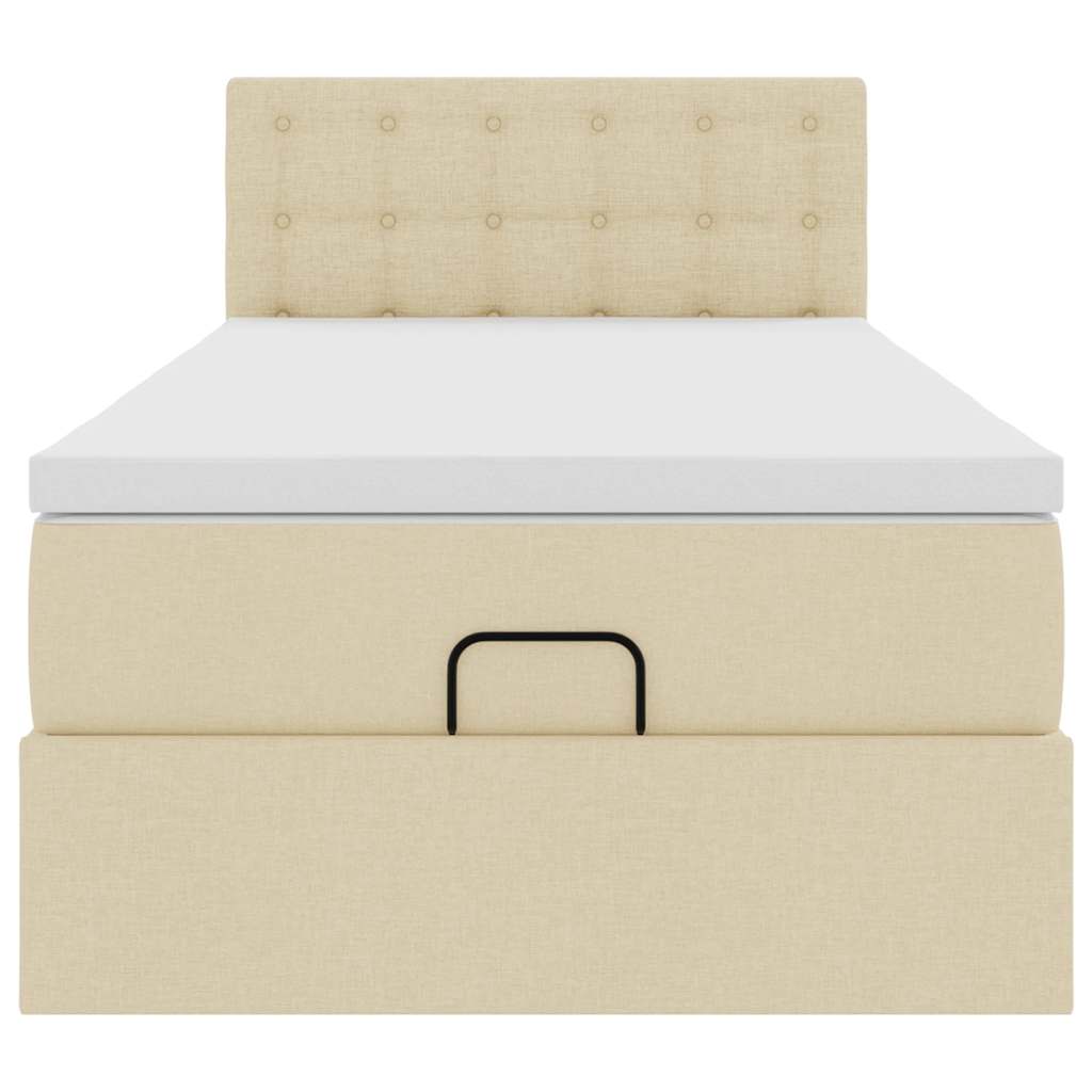 ottoman seng med madras 100x200 cm stof cremefarvet