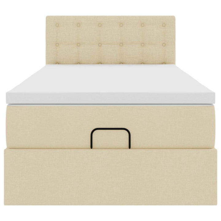 ottoman seng med madras 100x200 cm stof cremefarvet