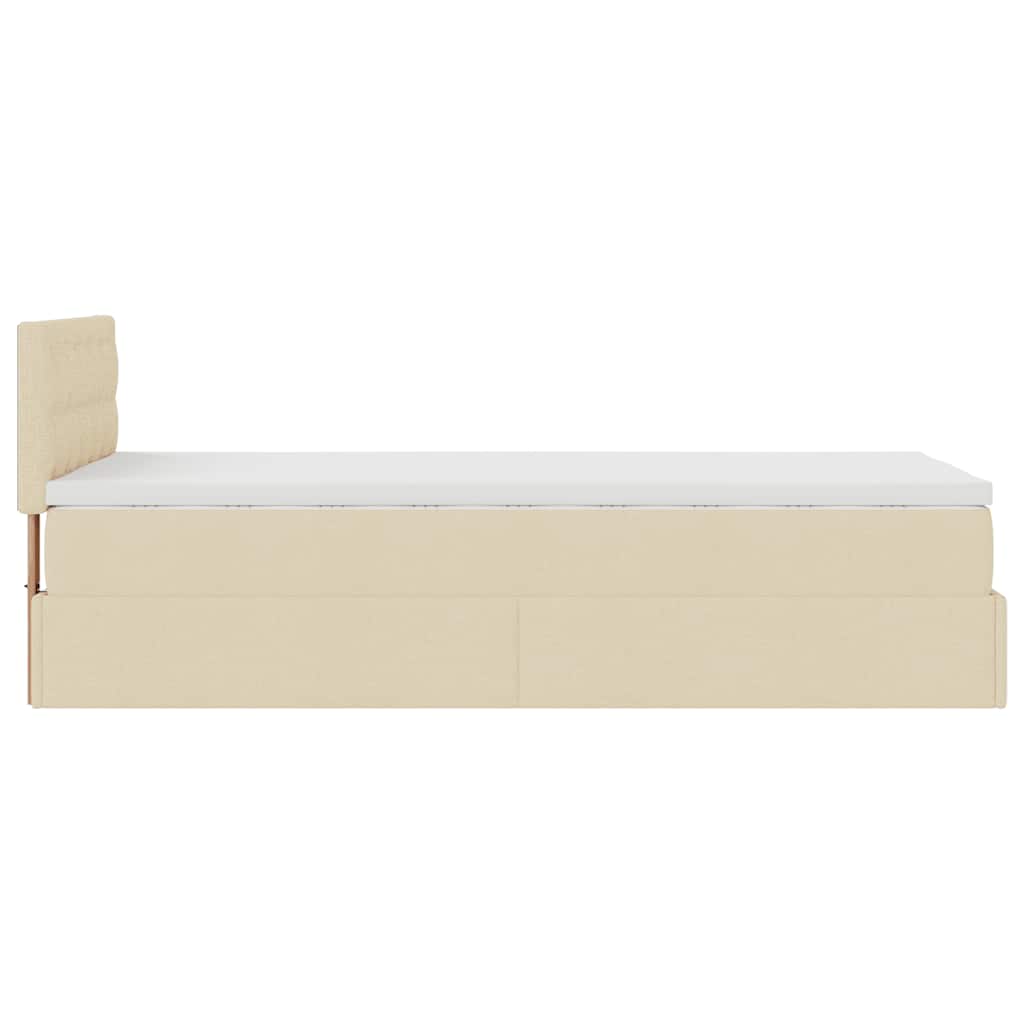 ottoman seng med madras 100x200 cm stof cremefarvet