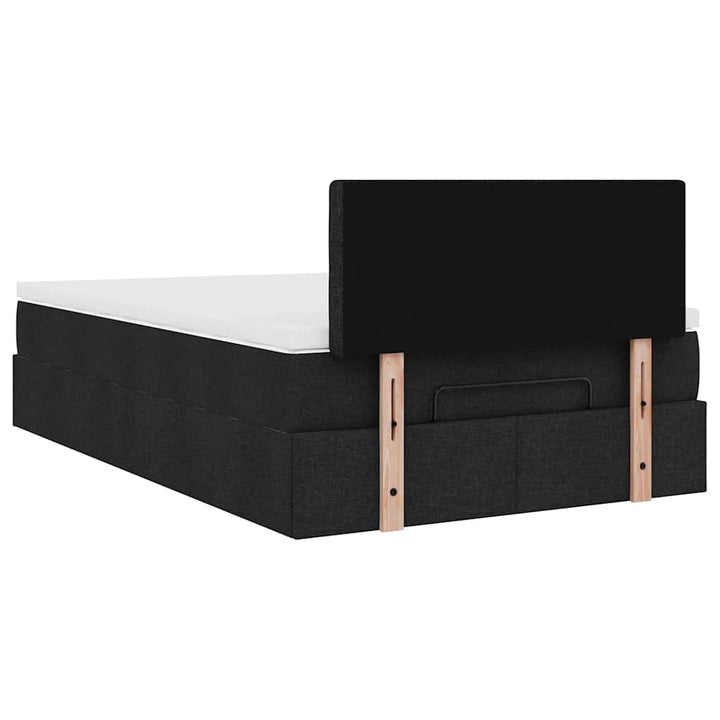 ottoman seng med madras 120x190 cm stof sort