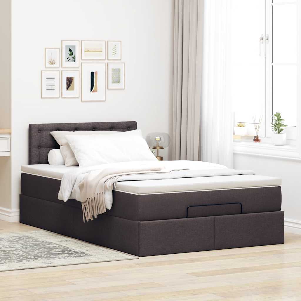 osmannisk sengeramme med madras 120x190 cm stof mørkebrun