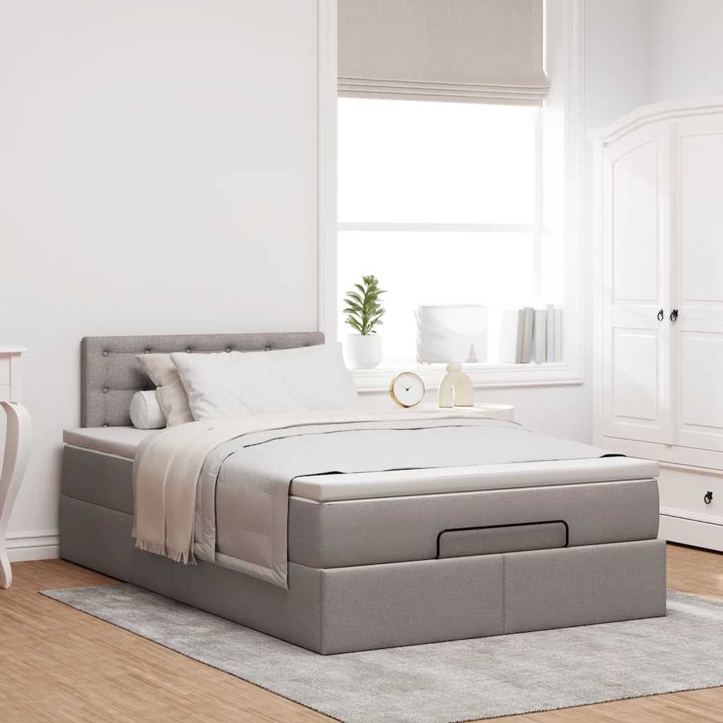 osmannisk sengeramme med madras 120x190 cm stof gråbrun