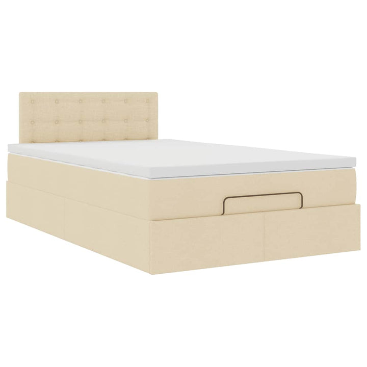 osmannisk sengeramme med madras 120x190 cm stof cremefarvet