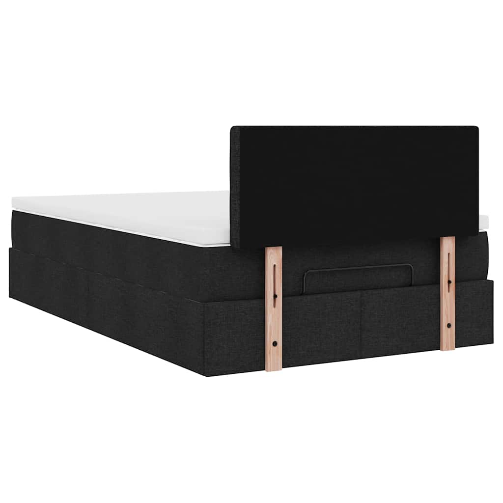 ottoman seng med madras 120x200 cm stof sort