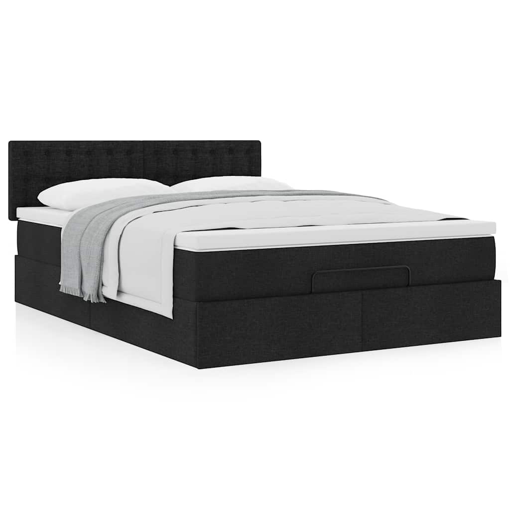 ottoman seng med madras 140x190 cm stof sort