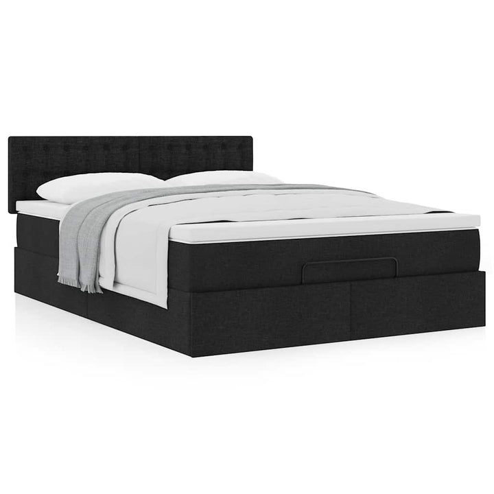 ottoman seng med madras 140x190 cm stof sort