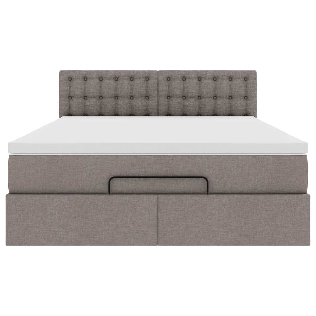 ottoman seng med madras 140x190 cm stof gråbrun