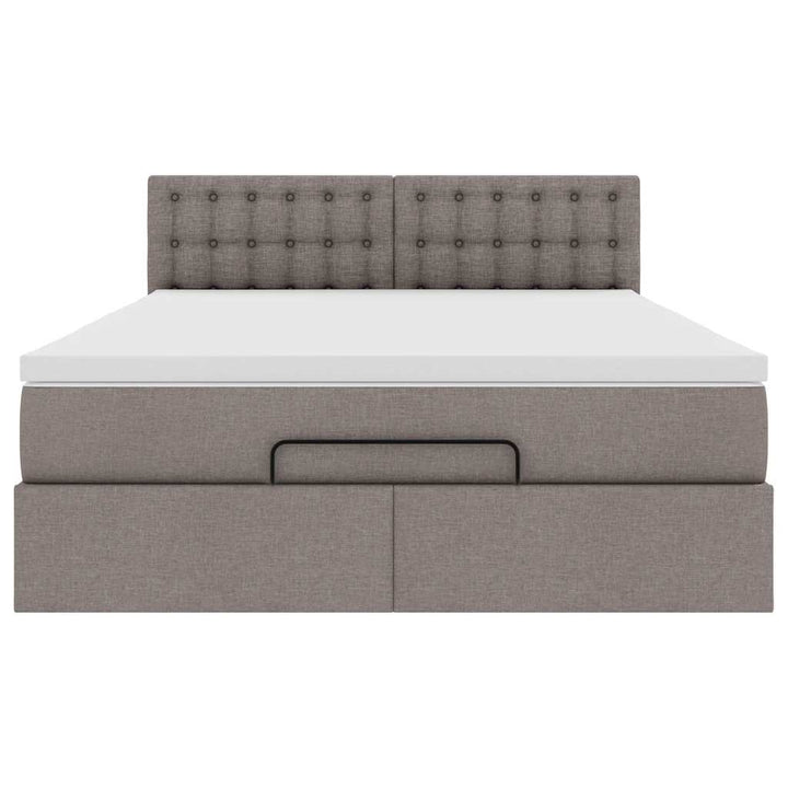 ottoman seng med madras 140x190 cm stof gråbrun