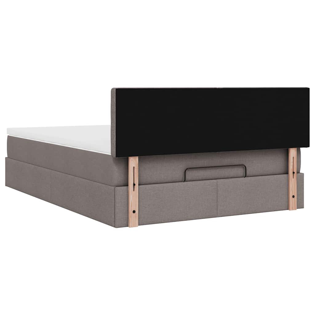 ottoman seng med madras 140x190 cm stof gråbrun