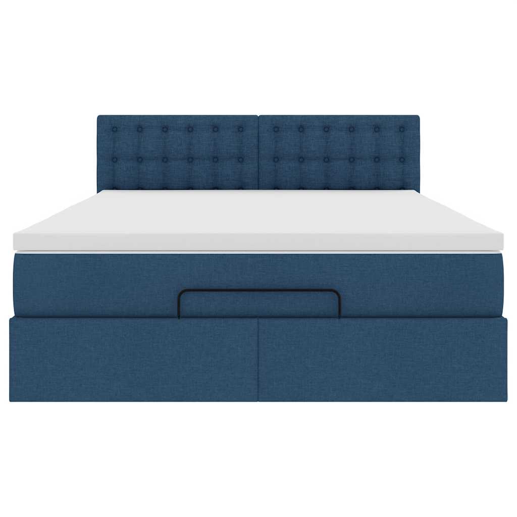 ottoman seng med madras 140x190 cm stof blå