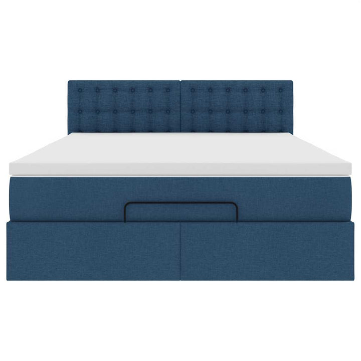 ottoman seng med madras 140x190 cm stof blå