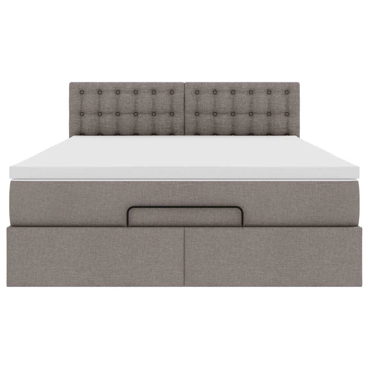 ottoman seng med madras 140x200 cm stof gråbrun