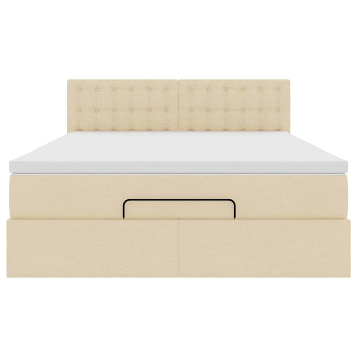 ottoman seng med madras 140x200 cm stof cremefarvet
