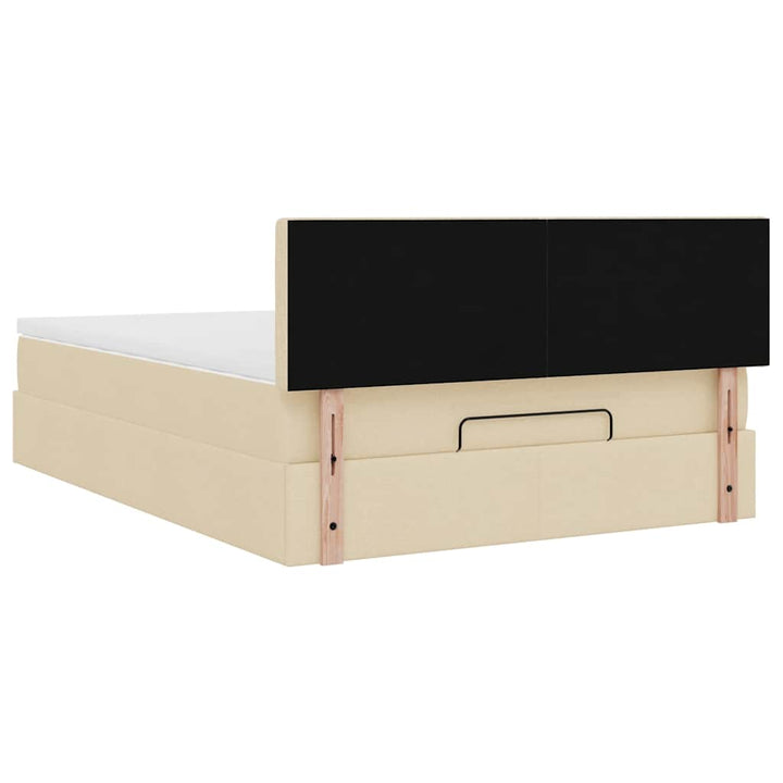 ottoman seng med madras 140x200 cm stof cremefarvet