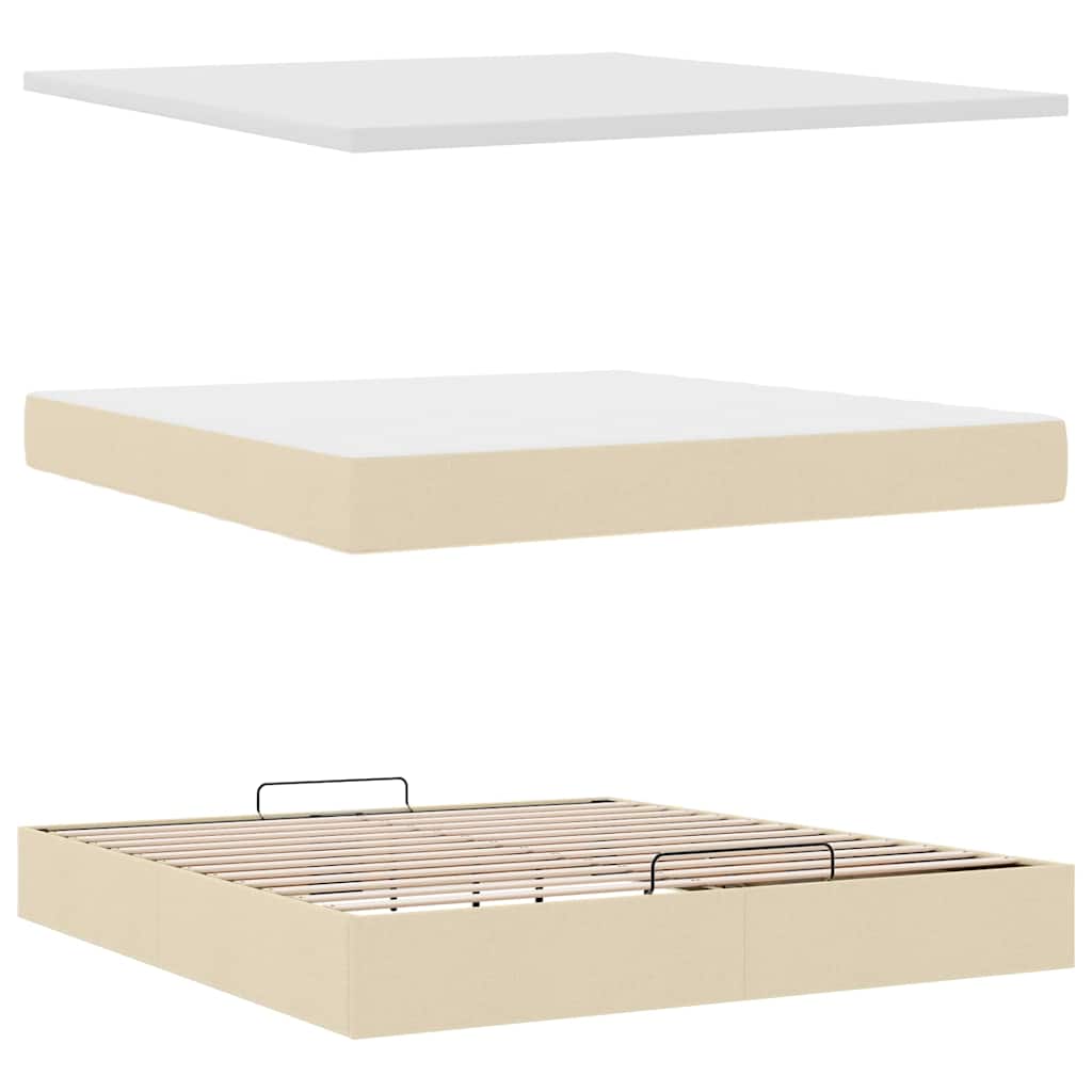 osmannisk sengeramme med madras 160x200 cm stof cremefarvet