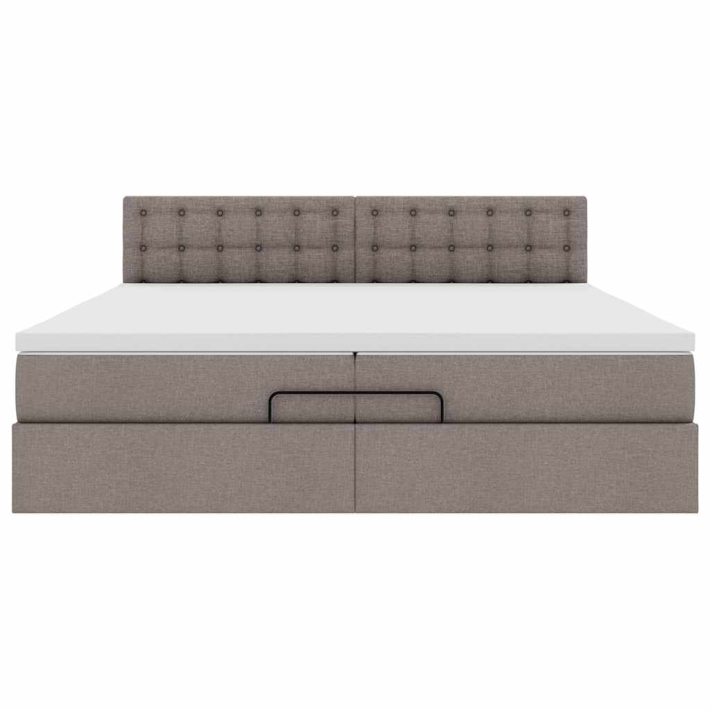 osmannisk sengeramme med madras 200x200 cm stof gråbrun