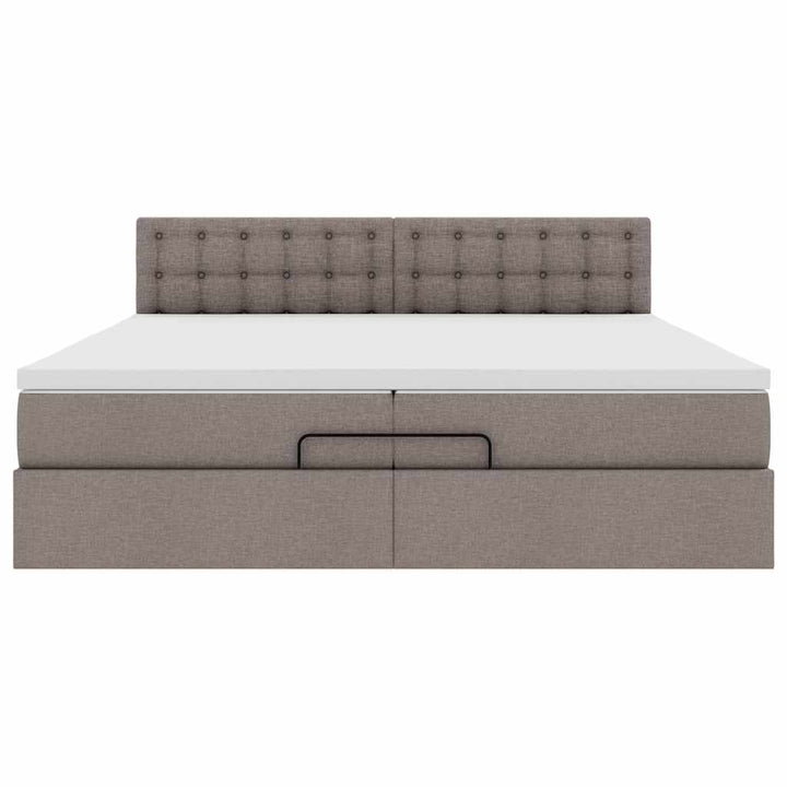 osmannisk sengeramme med madras 200x200 cm stof gråbrun