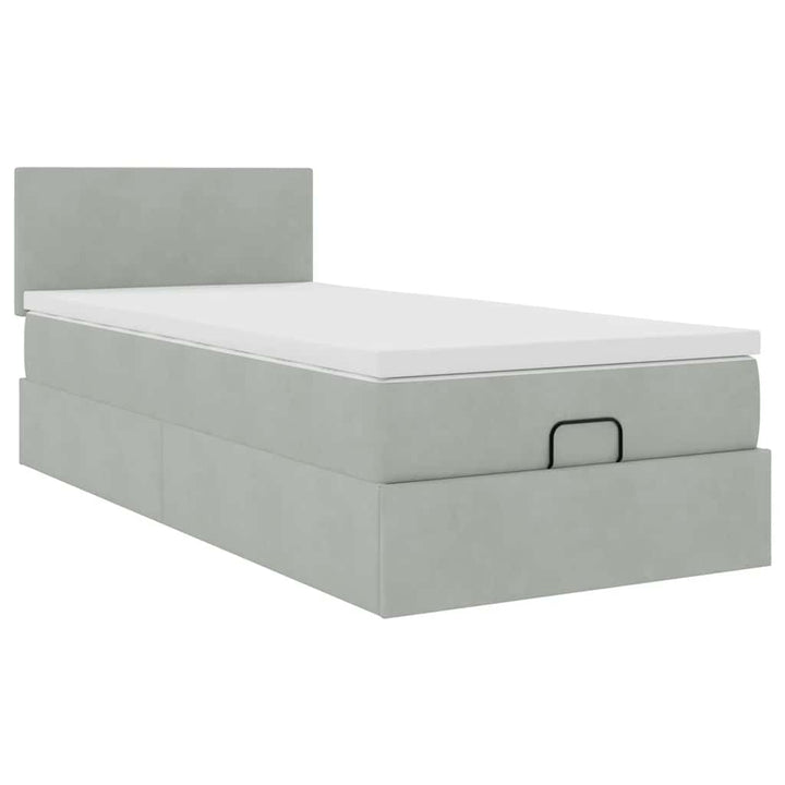 osmannisk sengeramme med madras 90x190 cm fløjl lysegrå