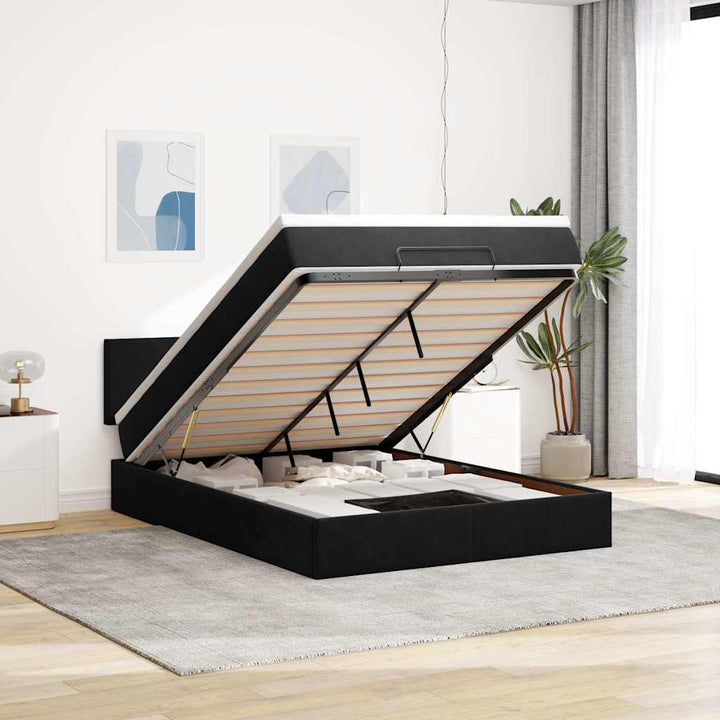 osmannisk sengeramme med madras 140x190 cm fløjl sort