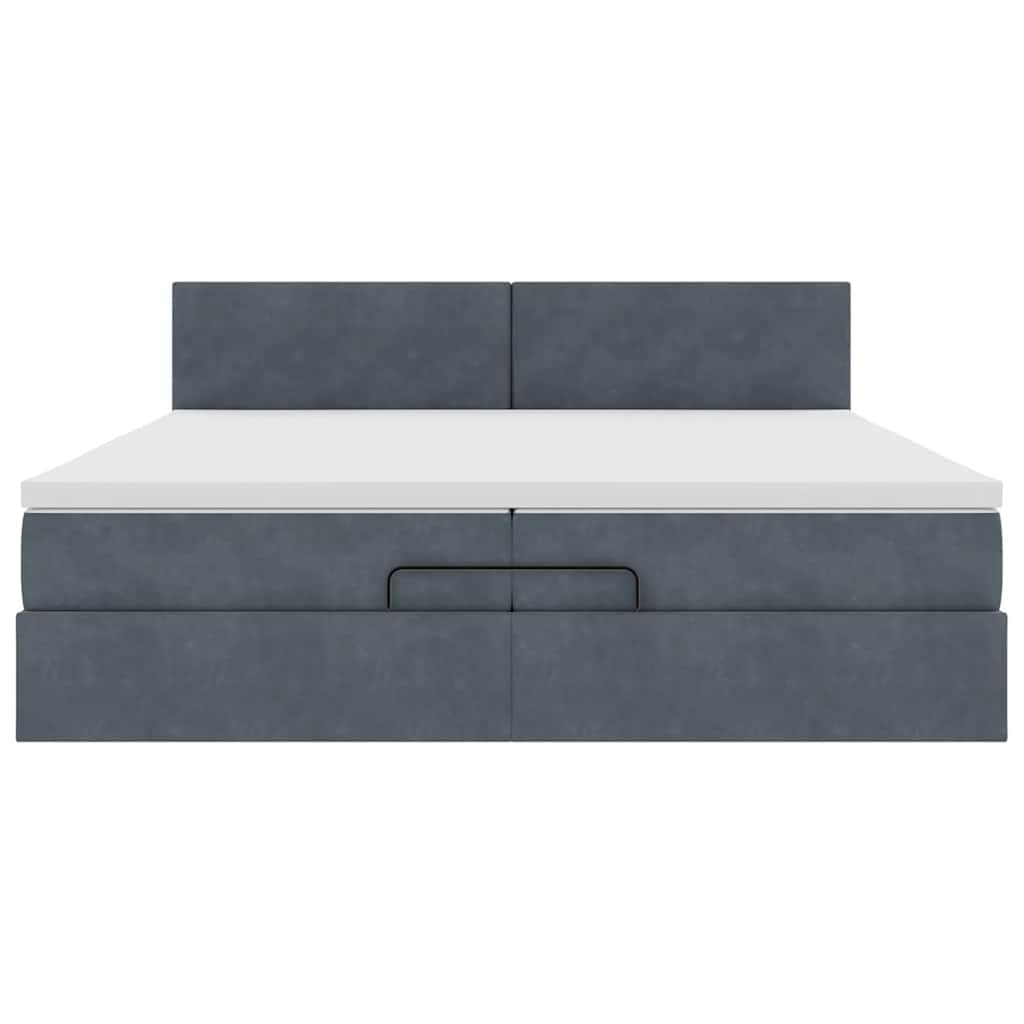 osmannisk sengeramme med madras 200x200 cm fløjl mørkegrå