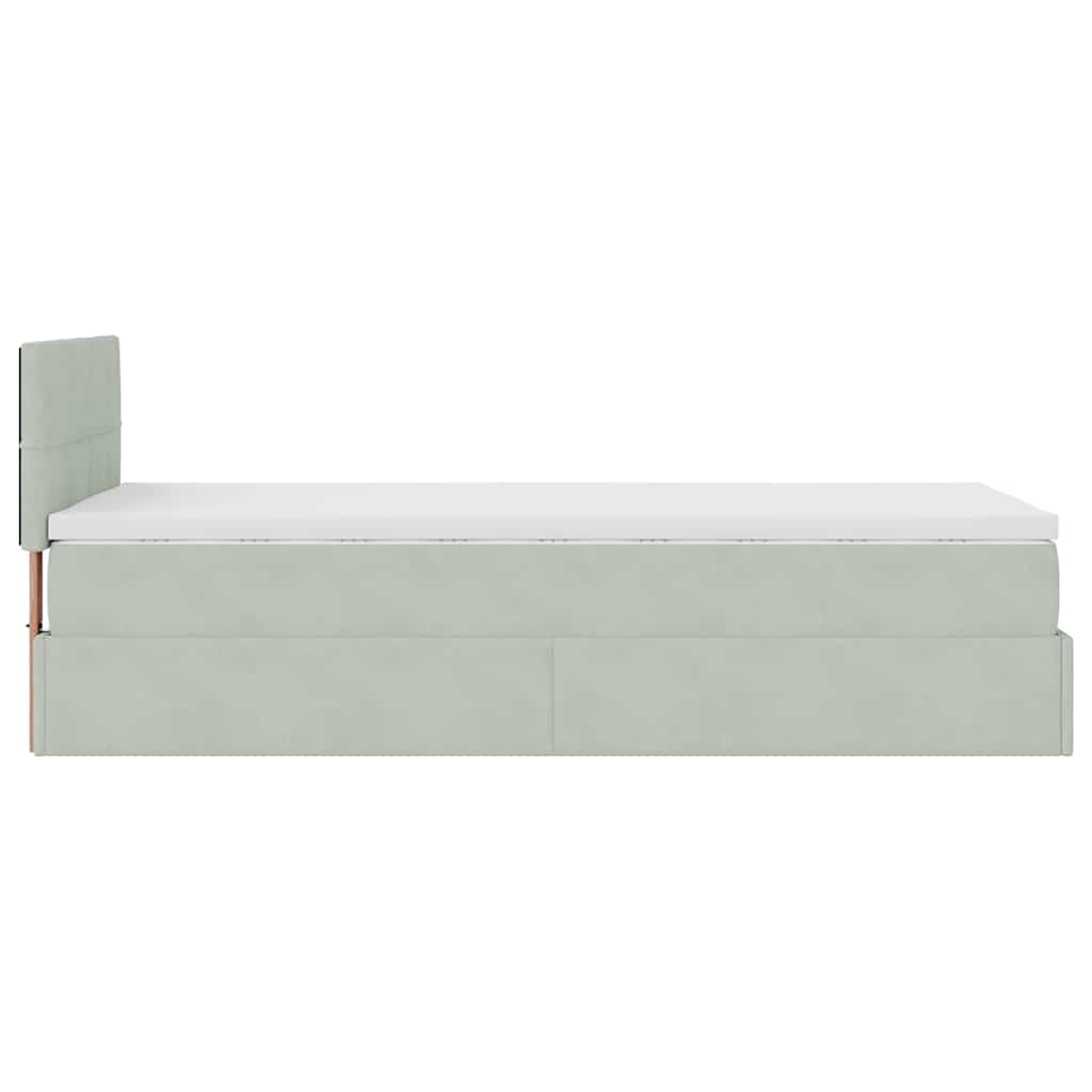 osmannisk sengeramme med madras 80x200 cm fløjl lysegrå