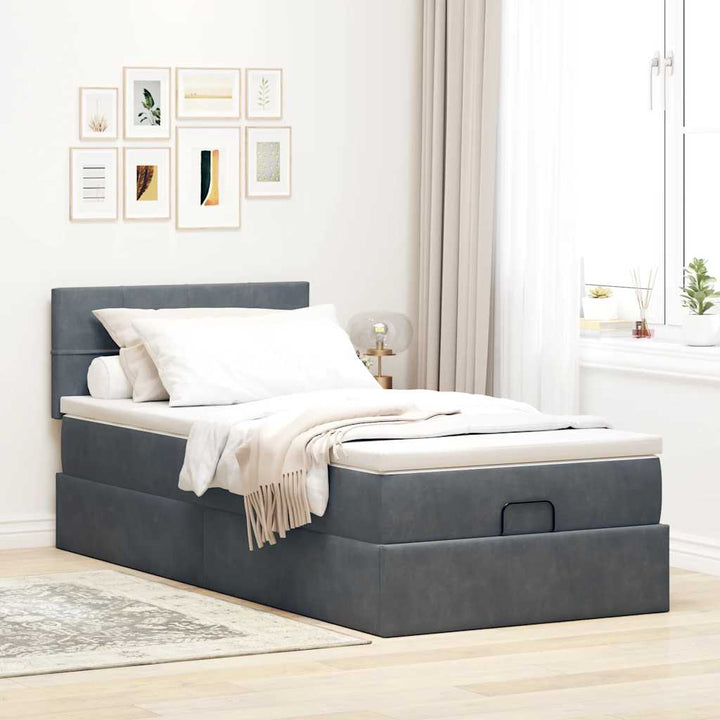 osmannisk sengeramme med madras 80x200 cm fløjl mørkegrå