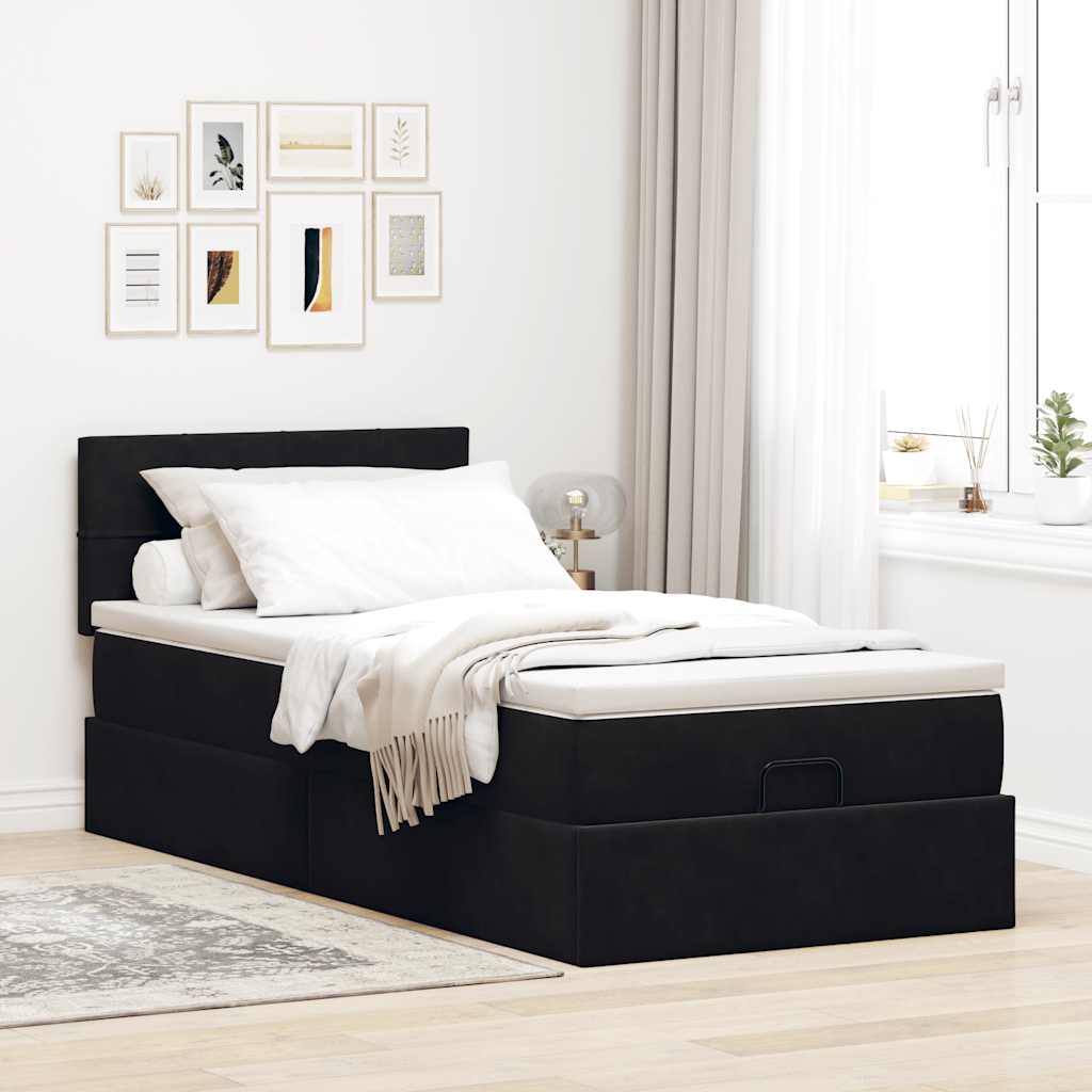 osmannisk sengeramme med madras 80x200 cm fløjl sort