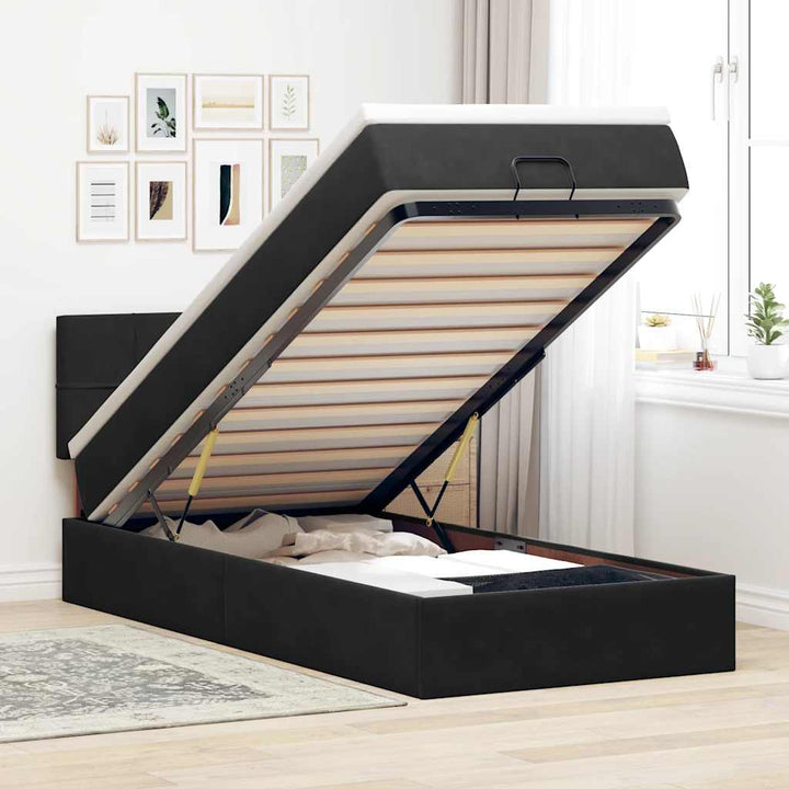 osmannisk sengeramme med madras 90x200 cm fløjl sort
