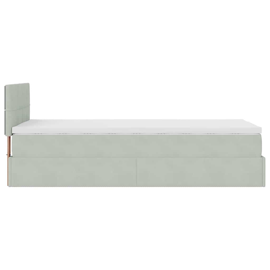 osmannisk sengeramme med madras 100x200 cm fløjl lysegrå