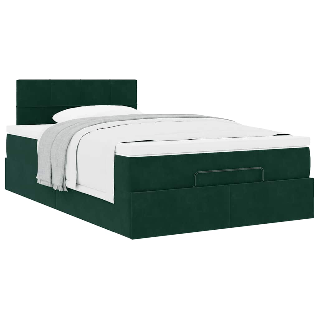 osmannisk sengeramme med madras 120x200 cm fløjl mørkegrøn
