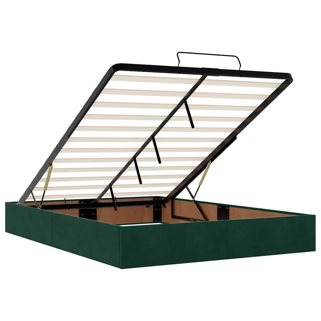 osmannisk sengeramme med madras 140x200 cm fløjl mørkegrøn