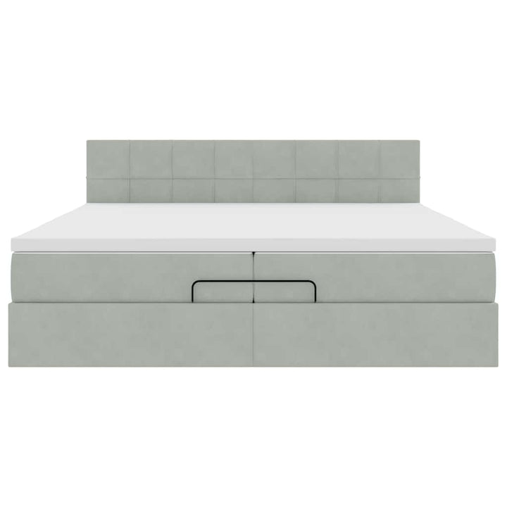 osmannisk sengeramme med madras 200x200 cm fløjl lysegrå