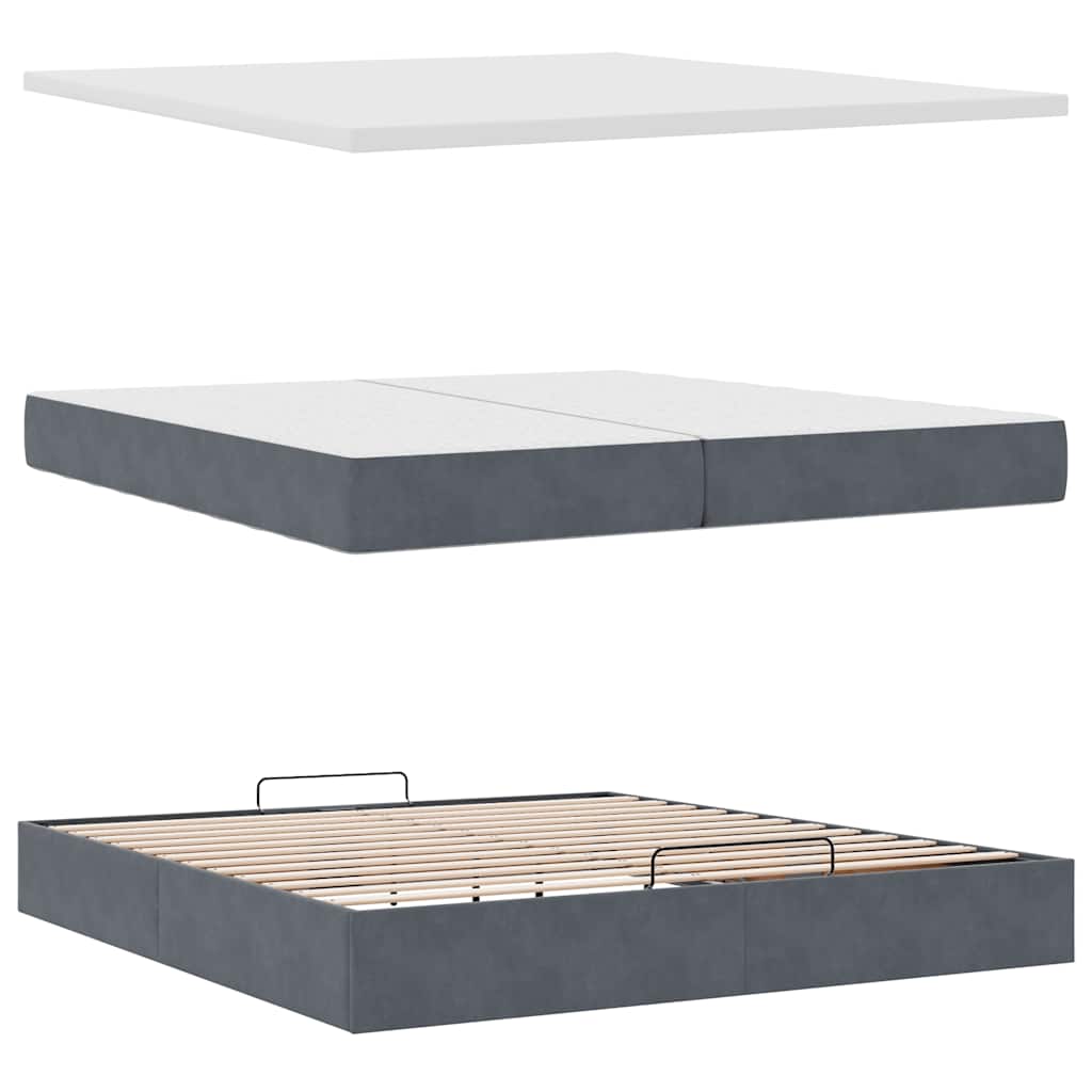 osmannisk sengeramme med madras 200x200 cm fløjl mørkegrå