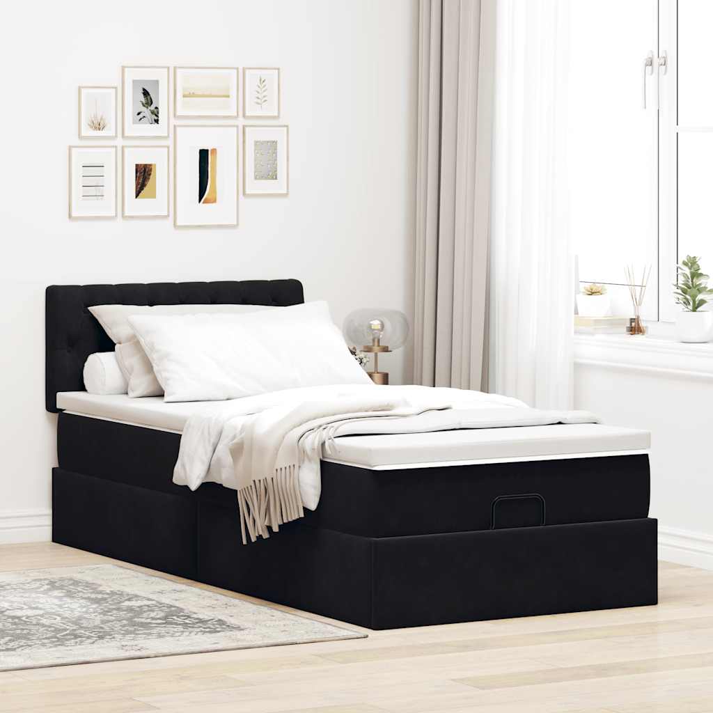 osmannisk sengeramme med madras 80x200 cm fløjl sort