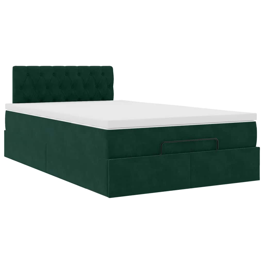 osmannisk seng med madras 120x190 cm fløjl mørkegrøn