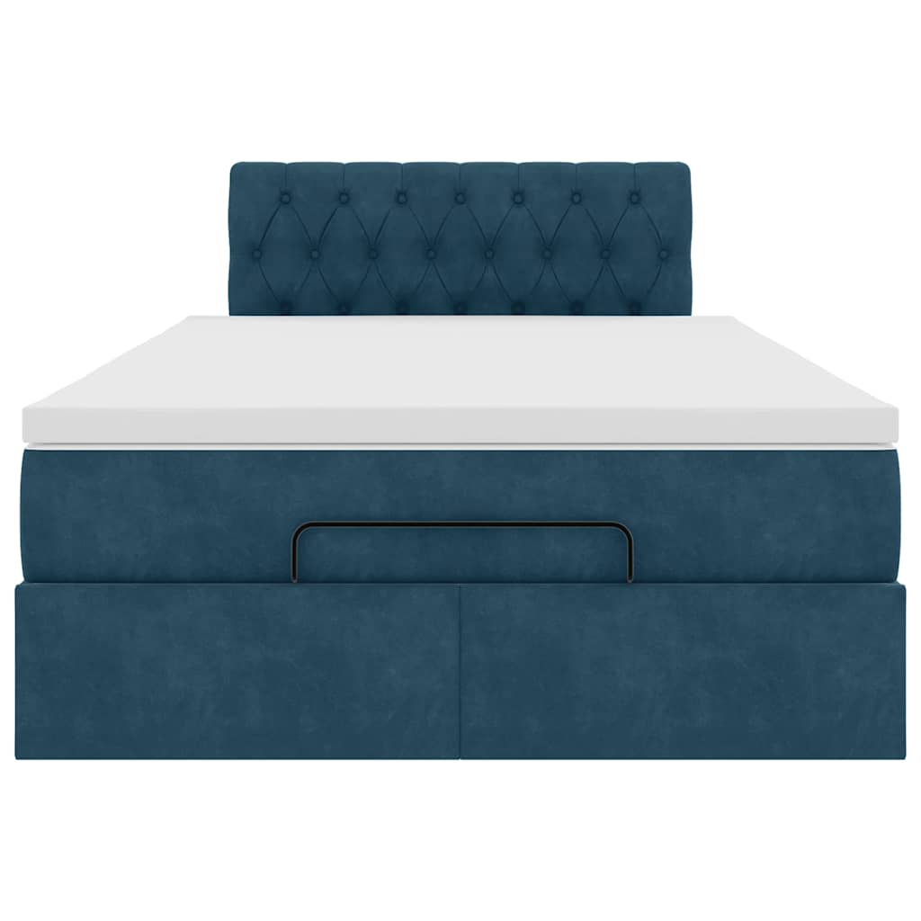 osmannisk seng med madras 120x190 cm fløjl mørkeblå