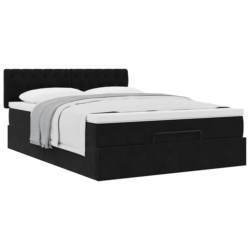 osmannisk sengeramme med madras 140x200 cm fløjl sort