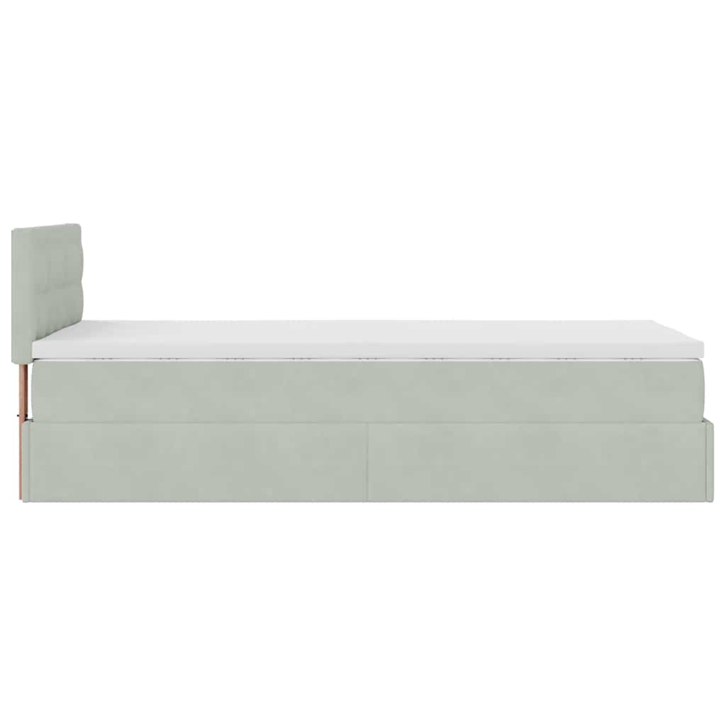 osmannisk sengeramme med madras 90x190 cm fløjl lysegrå
