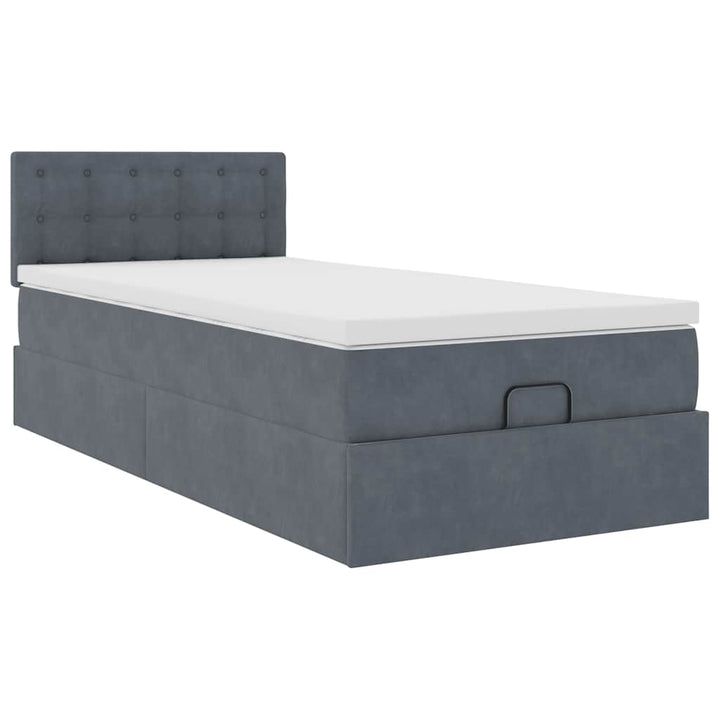 osmannisk sengeramme med madras 90x190 cm fløjl mørkegrå