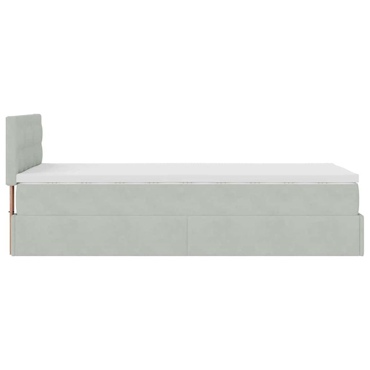 osmannisk sengeramme med madras 90x200 cm fløjl lysegrå