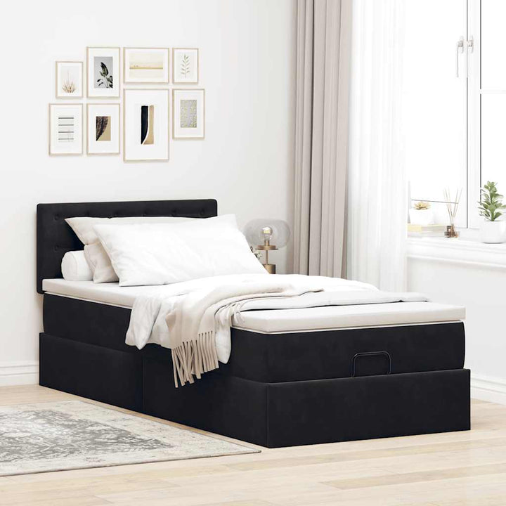osmannisk sengeramme med madras 90x200 cm fløjl sort