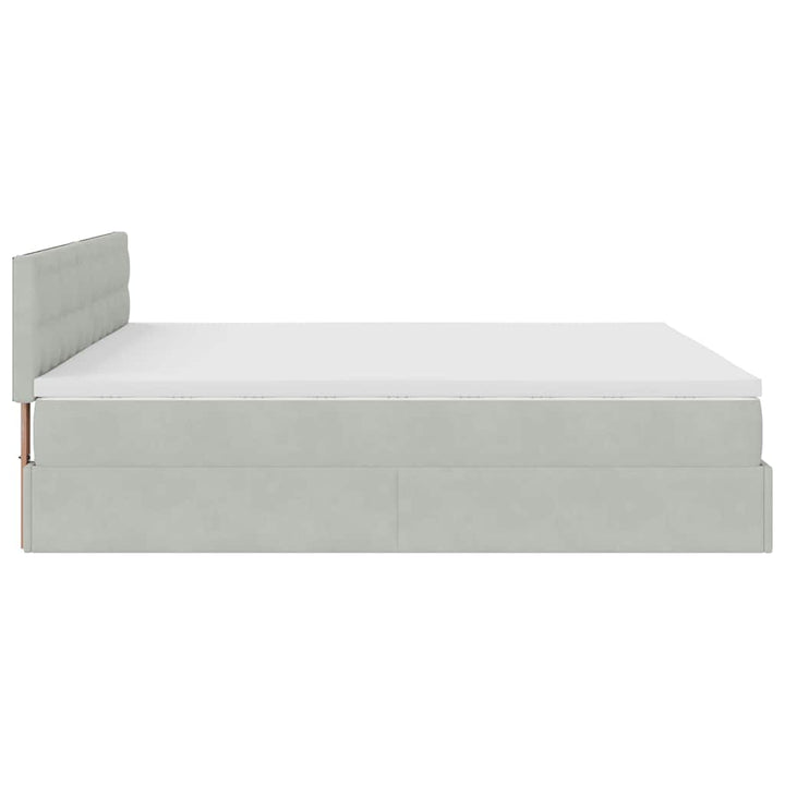 osmannisk sengeramme med madras 200x200 cm fløjl lysegrå