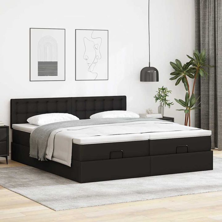 osmannisk sengeramme med madrasser 180x200 cm kunstlæder sort