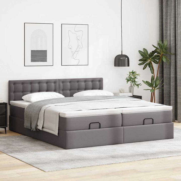 osmannisk sengeramme med madrasser 180x200 cm kunstlæder grå