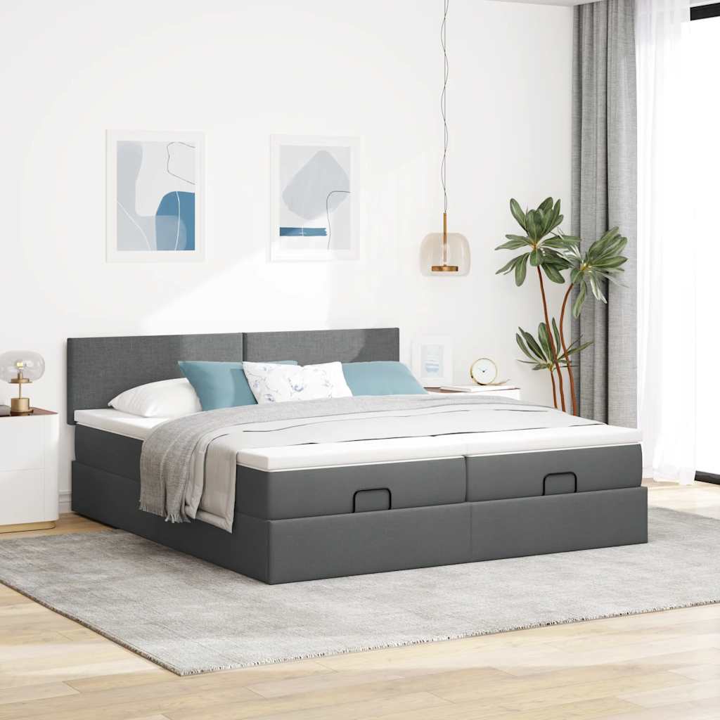 osmannisk sengeramme med madrasser 160x200 cm stof mørkegrå