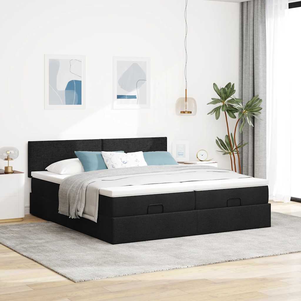 osmannisk sengeramme med madrasser 160x200 cm stof sort