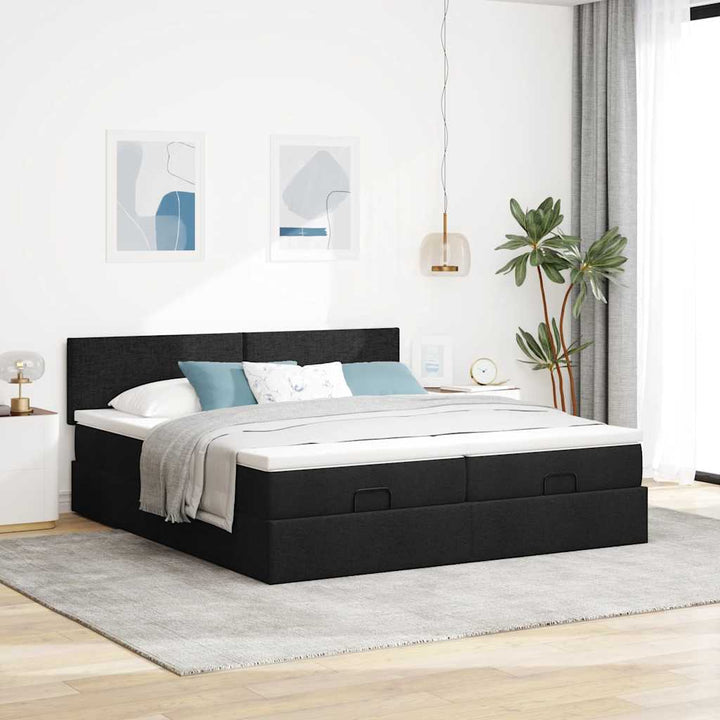osmannisk sengeramme med madrasser 160x200 cm stof sort
