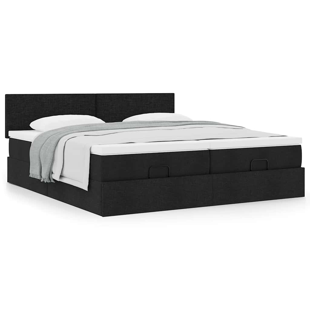 osmannisk sengeramme med madrasser 160x200 cm stof sort