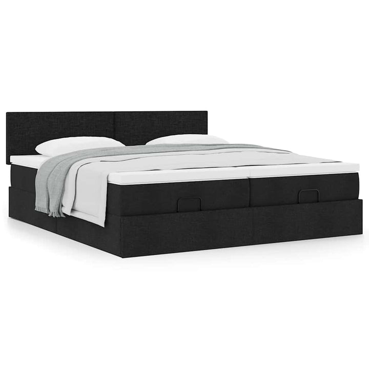 osmannisk sengeramme med madrasser 160x200 cm stof sort