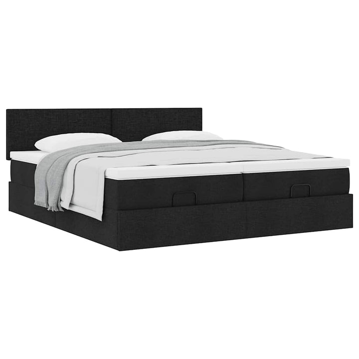 osmannisk sengeramme med madrasser 160x200 cm stof sort